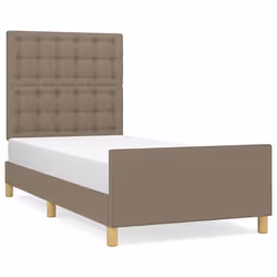 vidaXL Giroletto senza Materasso Tortora 90x200 cm Tessuto - Vista aggiuntiva 2