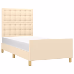 vidaXL Giroletto senza Materasso Crema 90x200 cm in Tessuto - Vista aggiuntiva 3