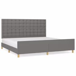 vidaXL Giroletto senza Materasso Grigio Scuro 200x200 cm Tessuto - Vista aggiuntiva 2
