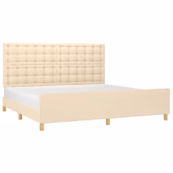 vidaXL Giroletto senza Materasso Crema 200x200 cm in Tessuto - Vista aggiuntiva 3