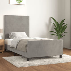 vidaXL Giroletto senza Materasso Grigio Chiaro 90x190 cm Velluto