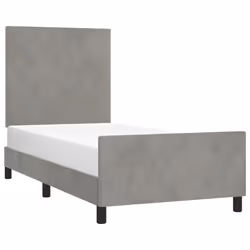 vidaXL Giroletto senza Materasso Grigio Chiaro 100x200 cm Velluto - Vista aggiuntiva 3