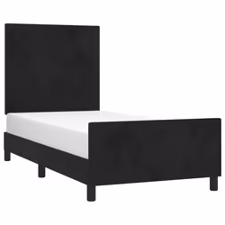 vidaXL Giroletto senza Materasso Nero 100x200 cm in Velluto - Vista aggiuntiva 3