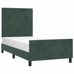 vidaXL Giroletto senza Materasso Verde Scuro 100x200 cm in Velluto - Vista aggiuntiva 3