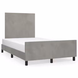 vidaXL Giroletto senza Materasso Grigio Chiaro 120x200 cm Velluto - Vista aggiuntiva 2