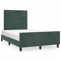 vidaXL Giroletto senza Materasso Verde Scuro 120x200 cm in Velluto - Vista aggiuntiva 2