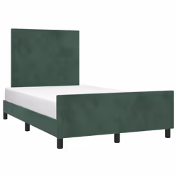 vidaXL Giroletto senza Materasso Verde Scuro 120x200 cm in Velluto - Vista aggiuntiva 3