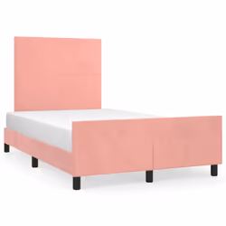 vidaXL Giroletto con Testiera Rosa 120x200 cm in Velluto - Vista aggiuntiva 2