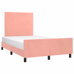 vidaXL Giroletto con Testiera Rosa 120x200 cm in Velluto - Vista aggiuntiva 3