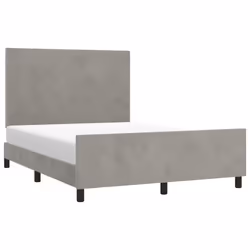 vidaXL Giroletto senza Materasso Grigio Chiaro 140x190 cm Velluto - Vista aggiuntiva 3