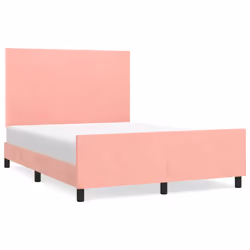 vidaXL Giroletto con Testiera Rosa 140x200 cm in Velluto - Vista aggiuntiva 2