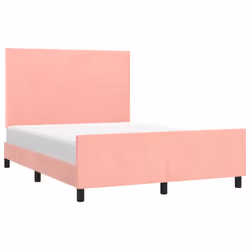 vidaXL Giroletto con Testiera Rosa 140x200 cm in Velluto - Vista aggiuntiva 3