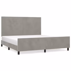 vidaXL Giroletto senza Materasso Grigio Chiaro 160x200 cm Velluto - Vista aggiuntiva 2