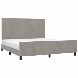 vidaXL Giroletto senza Materasso Grigio Chiaro 160x200 cm Velluto - Vista aggiuntiva 3