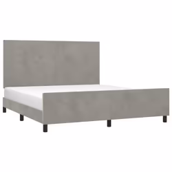 vidaXL Giroletto con Testiera Grigio Chiaro 180x200 cm in Velluto - Vista aggiuntiva 3
