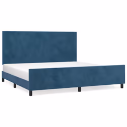 vidaXL Giroletto senza Materasso Blu Scuro 200x200 cm in Velluto - Vista aggiuntiva 2