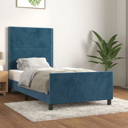 Giroletto con Testiera, Letto per adulti Blu Scuro 90x190 cm in Velluto Vidaxl 8105