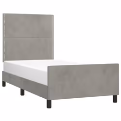 vidaXL Giroletto senza Materasso Grigio Chiaro 100x200 cm Velluto - Vista aggiuntiva 3