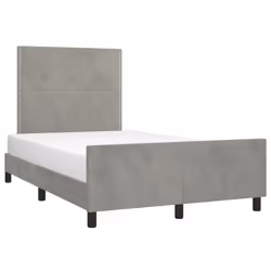 vidaXL Giroletto senza Materasso Grigio Chiaro 120x200 cm Velluto - Vista aggiuntiva 3