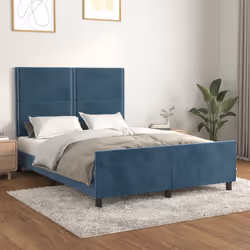 Giroletto con Testiera Blu Scuro 140x190 cm in Vellutocod mxl 121872