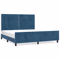 vidaXL Giroletto senza Materasso Blu Scuro 160x200 cm in Velluto - Vista aggiuntiva 2
