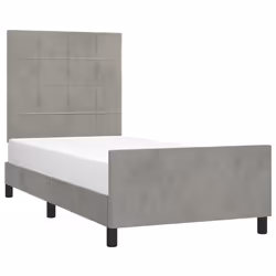 vidaXL Giroletto senza Materasso Grigio Chiaro 80x200 cm Velluto - Vista aggiuntiva 3