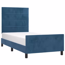 vidaXL Giroletto senza Materasso Blu Scuro 90x200 cm in Velluto - Vista aggiuntiva 3
