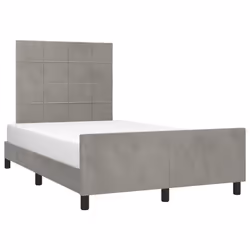 vidaXL Giroletto senza Materasso Grigio Chiaro 120x200 cm Velluto - Vista aggiuntiva 3