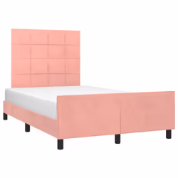 vidaXL Giroletto con Testiera Rosa 120x200 cm in Velluto - Vista aggiuntiva 3