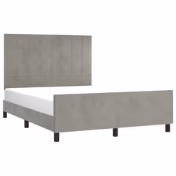 vidaXL Giroletto senza Materasso Grigio Chiaro 140x190 cm Velluto - Vista aggiuntiva 3