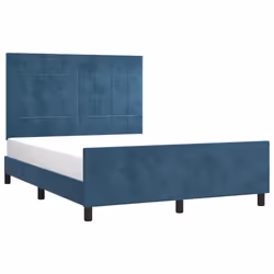vidaXL Giroletto senza Materasso Blu Scuro 140x200 cm Velluto - Vista aggiuntiva 3