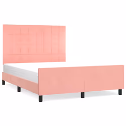vidaXL Giroletto con Testiera Rosa 140x200 cm in Velluto - Vista aggiuntiva 2