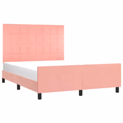 vidaXL Giroletto con Testiera Rosa 140x200 cm in Velluto - Vista aggiuntiva 3