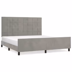 vidaXL Giroletto senza Materasso Grigio Chiaro 160x200 cm Velluto - Vista aggiuntiva 2