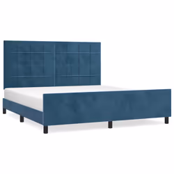 vidaXL Giroletto senza Materasso Blu Scuro 160x200 cm in Velluto - Vista aggiuntiva 2