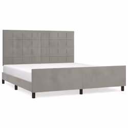 vidaXL Giroletto con Testiera Grigio Chiaro 180x200 cm in Velluto - Vista aggiuntiva 2