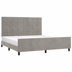 vidaXL Giroletto con Testiera Grigio Chiaro 180x200 cm in Velluto - Vista aggiuntiva 3