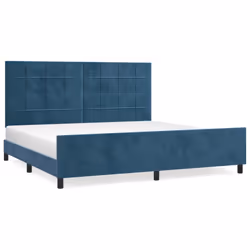 vidaXL Giroletto senza Materasso Blu Scuro 200x200 cm in Velluto - Vista aggiuntiva 2