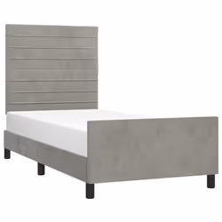 vidaXL Giroletto senza Materasso Grigio Chiaro 90x190 cm Velluto - Vista aggiuntiva 3