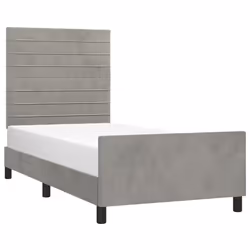 vidaXL Giroletto senza Materasso Grigio Chiaro 100x200 cm Velluto - Vista aggiuntiva 3