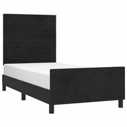 vidaXL Giroletto senza Materasso Nero 100x200 cm in Velluto - Vista aggiuntiva 3