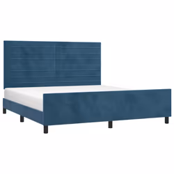 vidaXL Giroletto senza Materasso Blu Scuro 160x200 cm in Velluto - Vista aggiuntiva 3