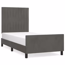 vidaXL Giroletto senza Materasso Grigio Scuro 80x200 cm Velluto - Vista aggiuntiva 2
