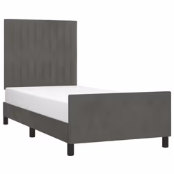 vidaXL Giroletto senza Materasso Grigio Scuro 80x200 cm Velluto - Vista aggiuntiva 3
