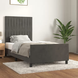 vidaXL Giroletto senza Materasso Grigio Scuro 90x190 cm Velluto