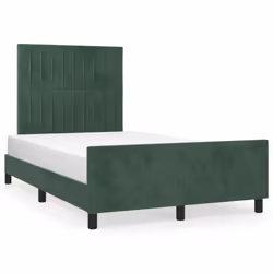 vidaXL Giroletto senza Materasso Verde Scuro 120x200 cm in Velluto - Vista aggiuntiva 2