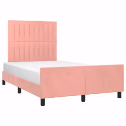 vidaXL Giroletto con Testiera Rosa 120x200 cm in Velluto - Vista aggiuntiva 3