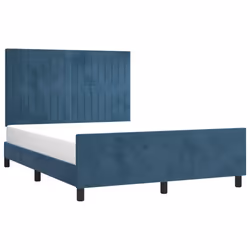 vidaXL Giroletto senza Materasso Blu Scuro 140x200 cm Velluto - Vista aggiuntiva 3