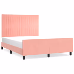 vidaXL Giroletto con Testiera Rosa 140x200 cm in Velluto - Vista aggiuntiva 2
