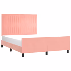 vidaXL Giroletto con Testiera Rosa 140x200 cm in Velluto - Vista aggiuntiva 3
